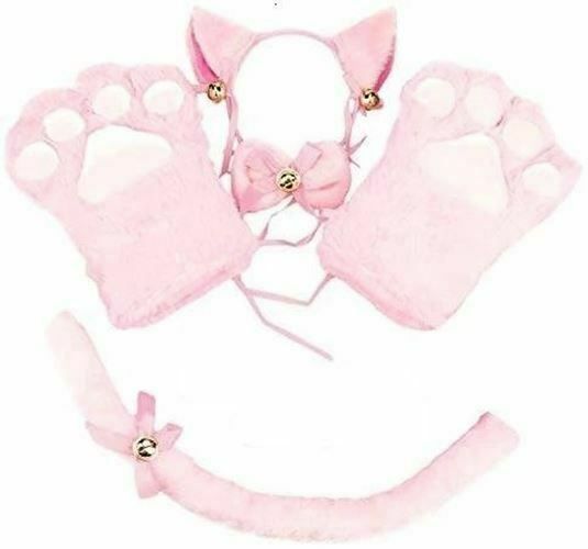 House Of Dasein Kitten Cosplay Costume Cat Tail Ears Collar Paws Gloves Anime Lolita Gothic Set - Pink Main image
