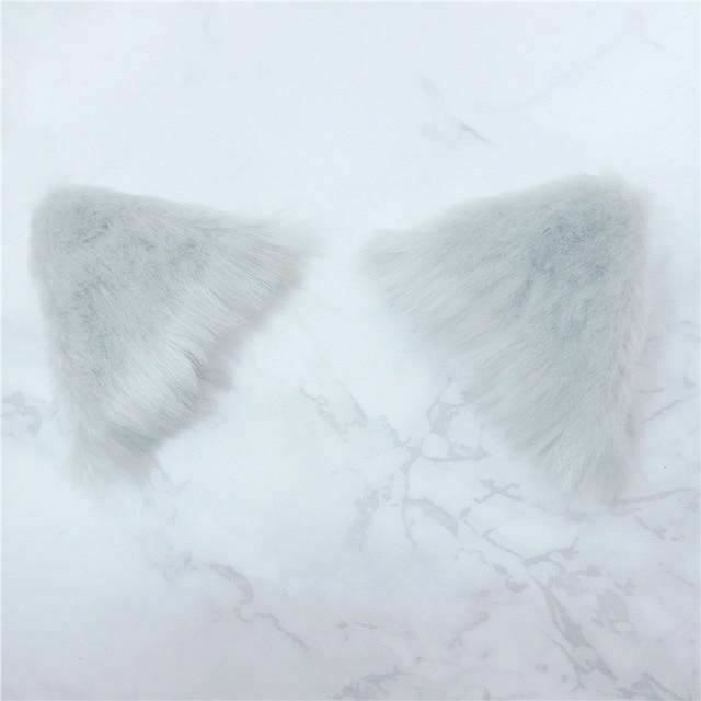House Of Dasein Lolita Cosplay Faux Fur Ears Hairclips Anime Neko Costume Clip Ddlg - Grey Main image
