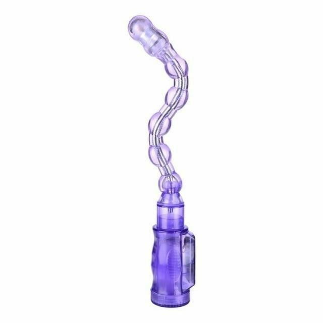 House Of Dasein Pink Purple Jelly Flexible Vibrating Anal Beads Pliable Butt Plug Vibrator - Purple Main image