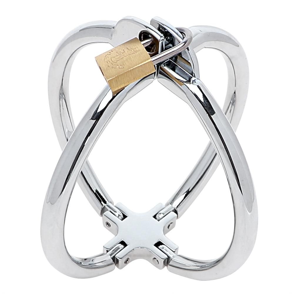 House Of Dasein Stainless Steel Cross Wrist Handcuffs Lockable Restraints Bondage Bdsm - Gold