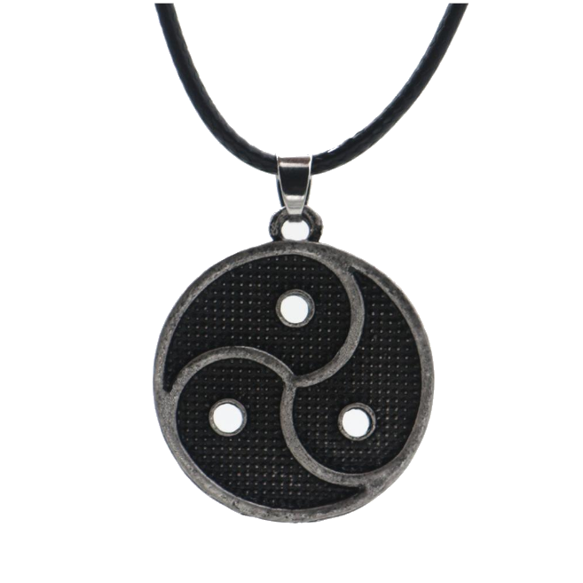 House Of Dasein Bdsm Pendant Necklace Triskelion Emblem Symbolic Jewellery - Antique Silver Plated