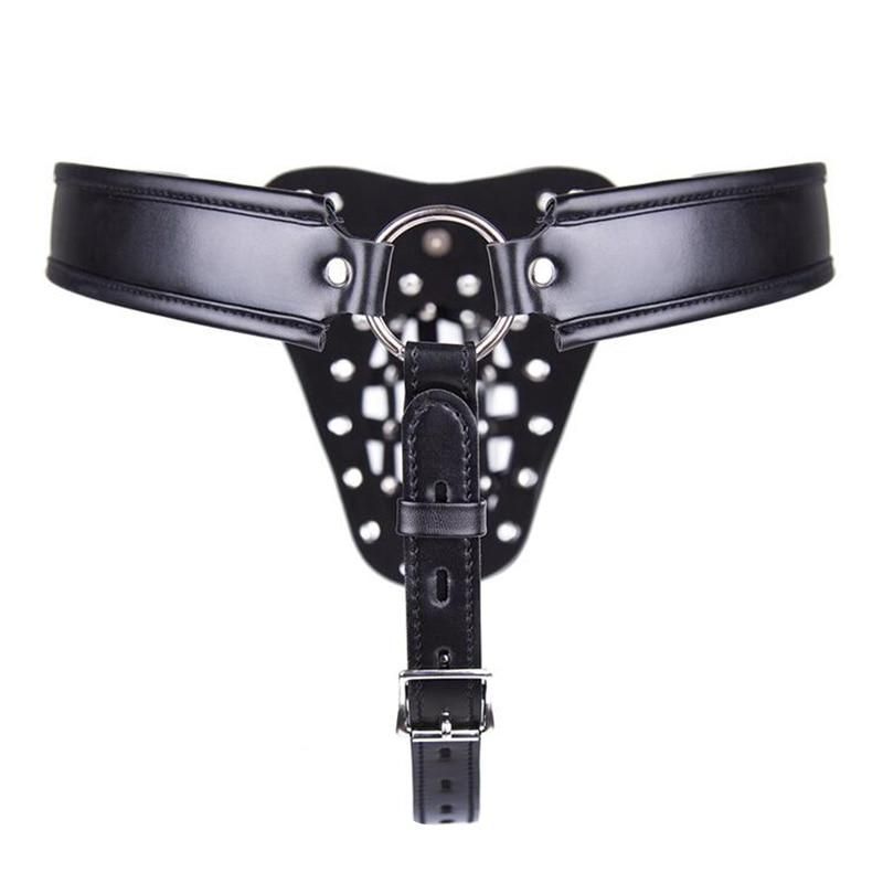 House Of Dasein Locking Male Leather Chastity Device Cock Cage Scrotum Ball Harness Belt - Black Main image
