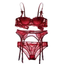 House Of Dasein Seductress Lace Bra Panty Garter Set - Red - 85D Or 38D