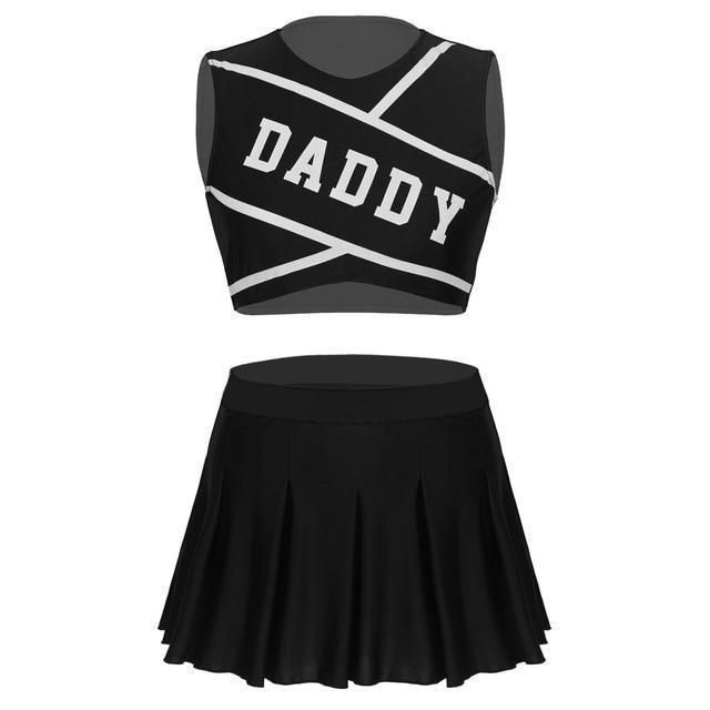 House Of Dasein Daddy Cheerleader Crop Top Outfit Ddlg Littles Costume - Black - Xxl