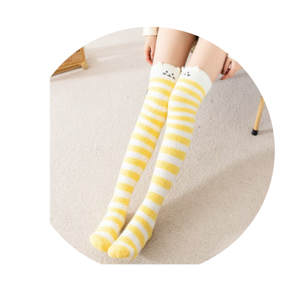House Of Dasein Yellow Cat Thigh Highs - Yellow Main image