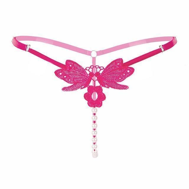 House Of Dasein Pearl G-String Crotchless Lace Panties - Pink Main image