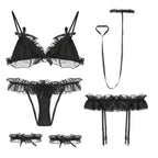 House Of Dasein Ruffled Lingerie Set - Black