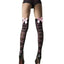 House Of Dasein Thigh High Corset Lace-Up Stockings With Pink Silk Bow - Pink