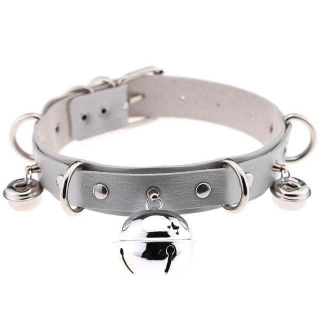 House Of Dasein Pleather Cat Bell Collar Kitten Play Leather Bondage Bdsm - White