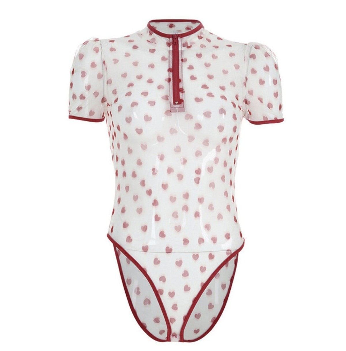 House Of Dasein Sweet Heart Mesh Onesie Abdl Ddlg - Red - L