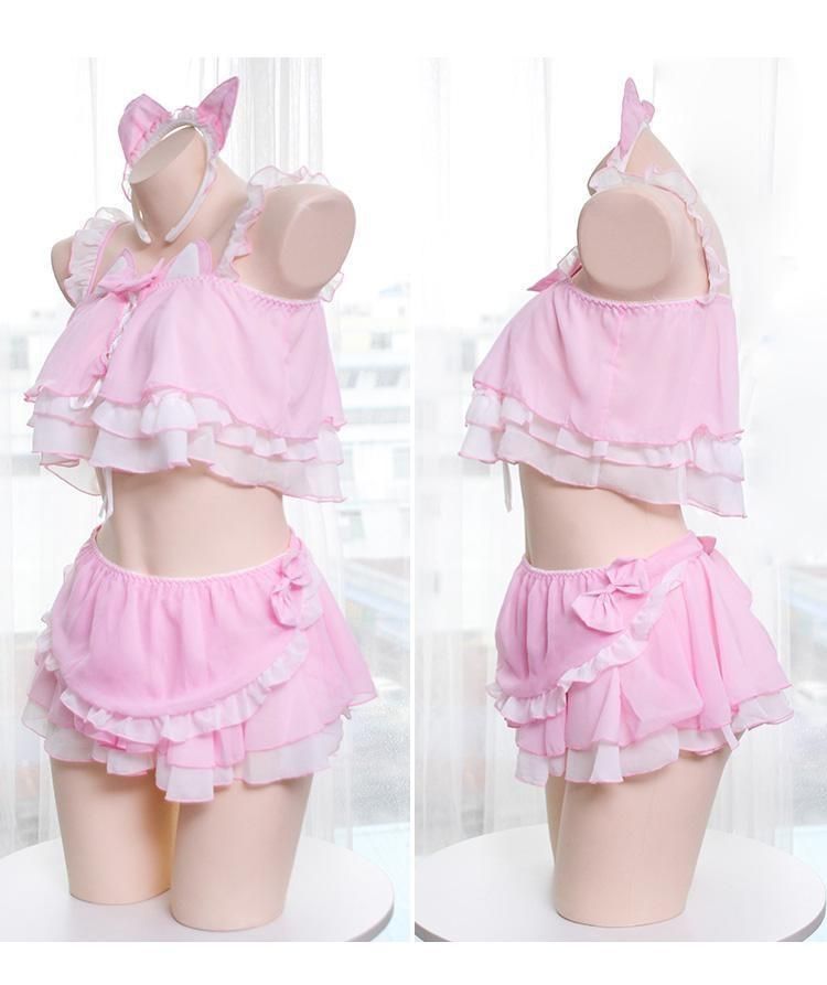 House Of Dasein Neko Maid Lingerie Set Cosplay - Pink Main image