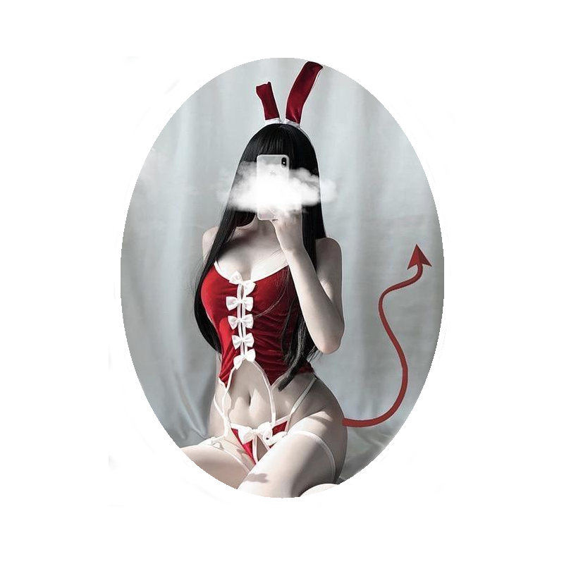 House Of Dasein Red Ribbon Bunny Set Cosplay - Red