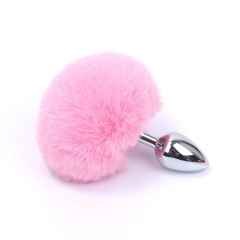 House Of Dasein White Or Pink Bunny Tail Butt Bdsm Pet Rabbit Cosplay Metal Anal Plug - Pink