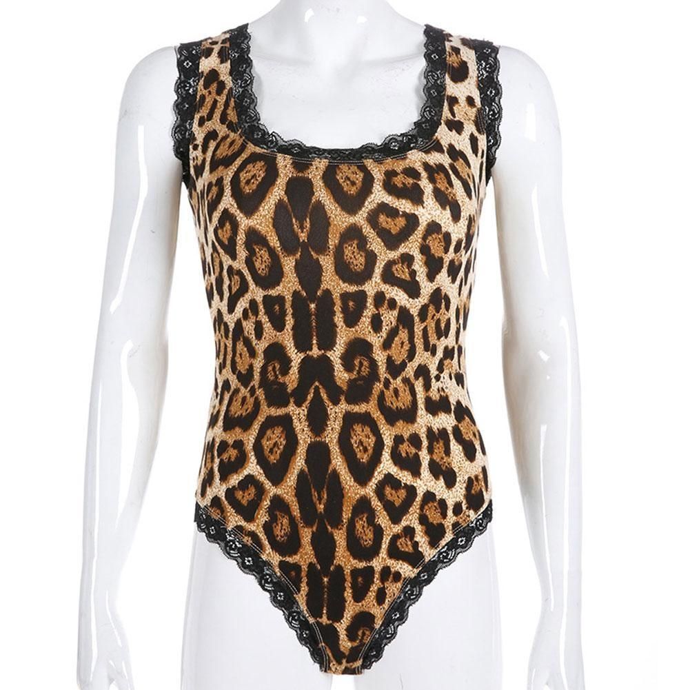 House Of Dasein Leopard Lace Back Bodysuit Lingerie - L