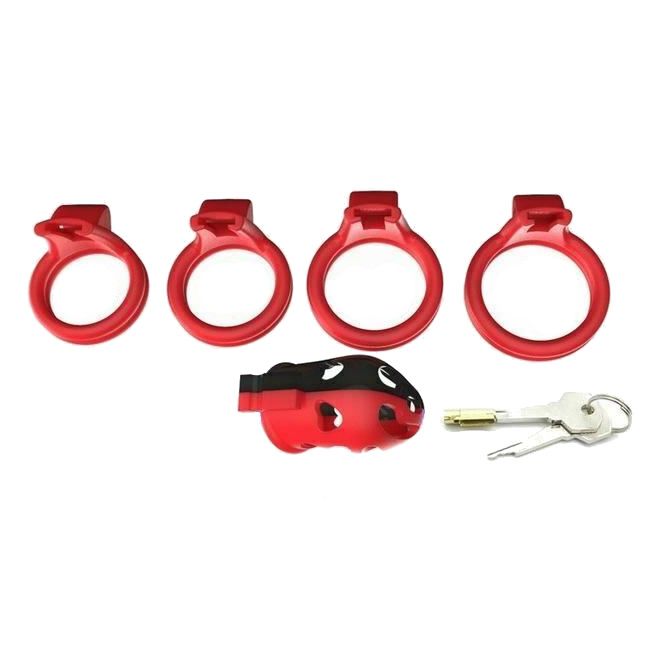 House Of Dasein Male Plastic Chastity Cock Cage Bdsm Bondage Penis Lock Fetish Restraints - Red And Black Main image