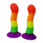 House Of Dasein Rainbow Silicone Dildo Curved Suction Cup Base Dong Anal Plug - Rainbow