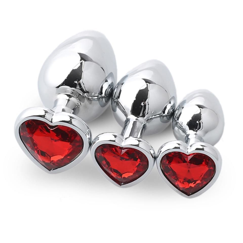 House Of Dasein 3Pcs / Set Butt Jewellery Heart Metal Anal Plug Sex Toys Women - Red - 3 Set
