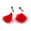 House Of Dasein Fluffy Feather Nipple Clamps Breast Bondage Kink Fetish Restraints - Red
