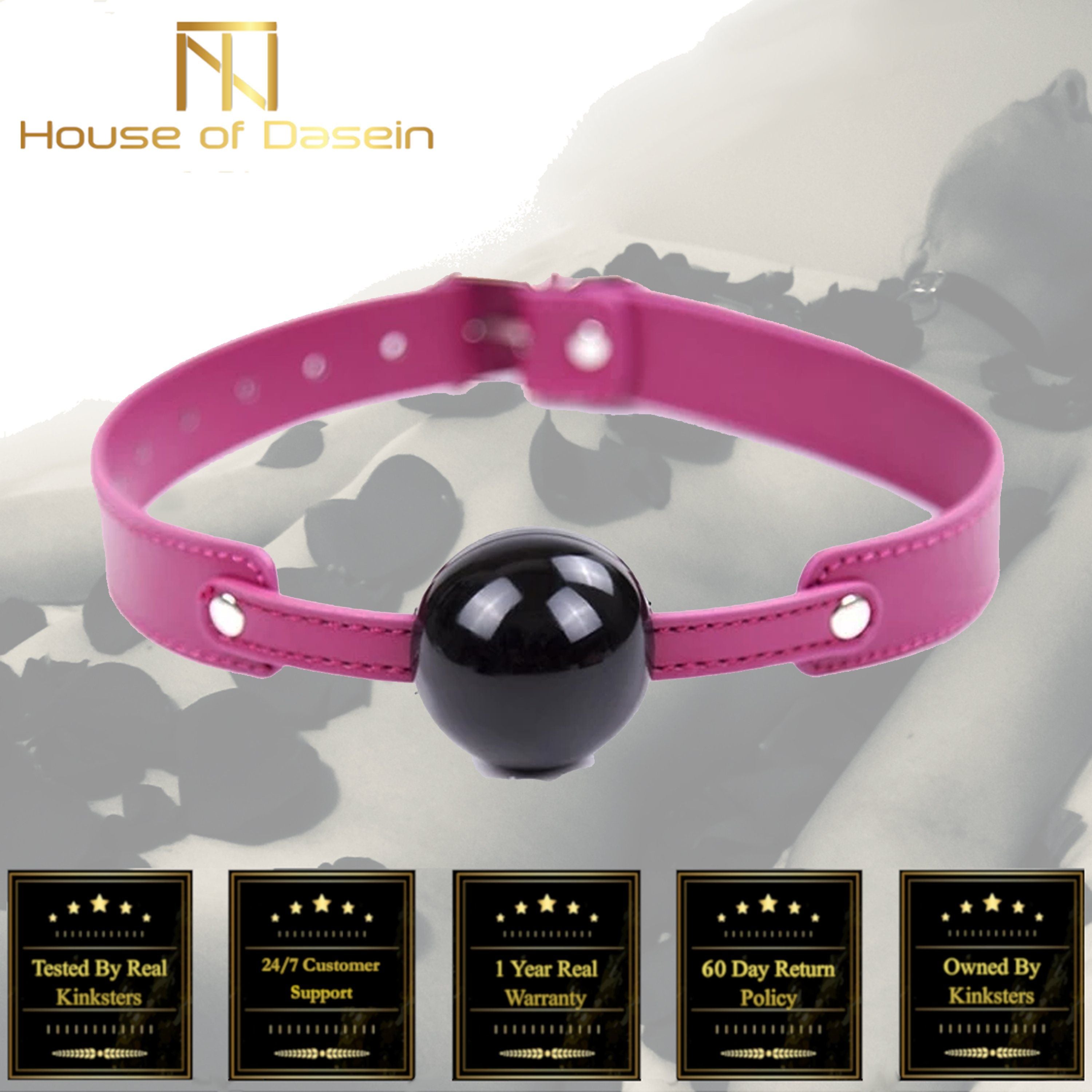 House Of Dasein Pink And Black Silicone Ball Gag Bdsm Mouth Bondage Restraints - Black