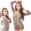 Rainbow Fishnet Bodysuit All In One Sheer Long Sleeve Mini Dress - Rainbow - Type 4