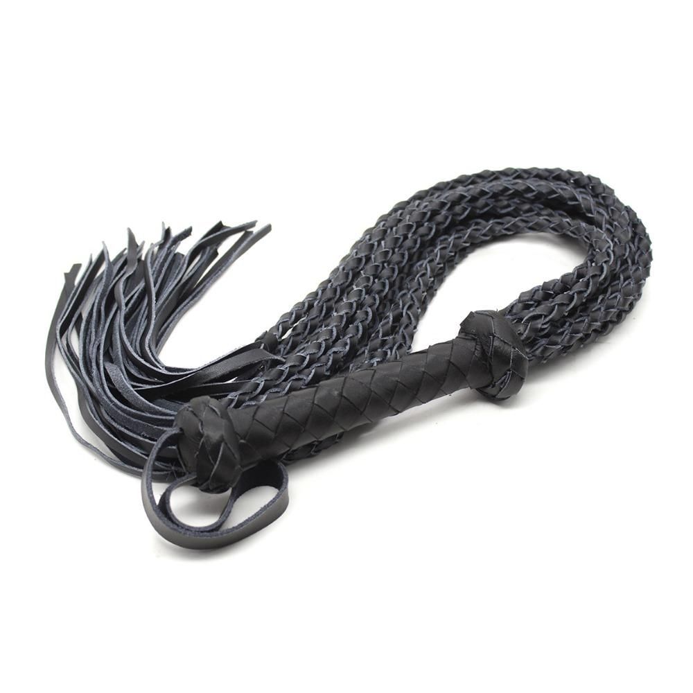 House Of Dasein Genuine Leather Braided Flogger Black Sex Whip Bdsm Spanking Fetish - Black
