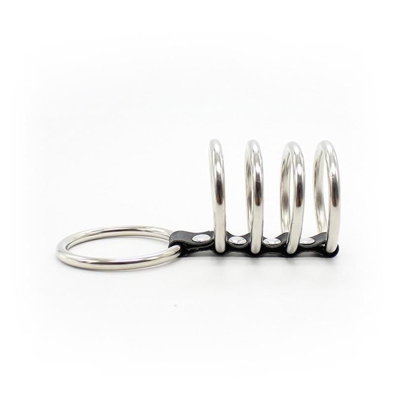 House Of Dasein 5 Metal Cock Rings Stainless Steel Penis Cage Male Chastity Device Bdsm - Silver