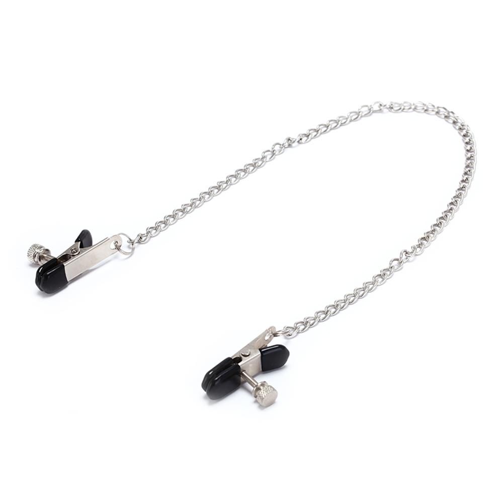 House Of Dasein Stainless Steel Metal Chain Nipple Clamps Bdsm Bondage Restraints Kink - Silver