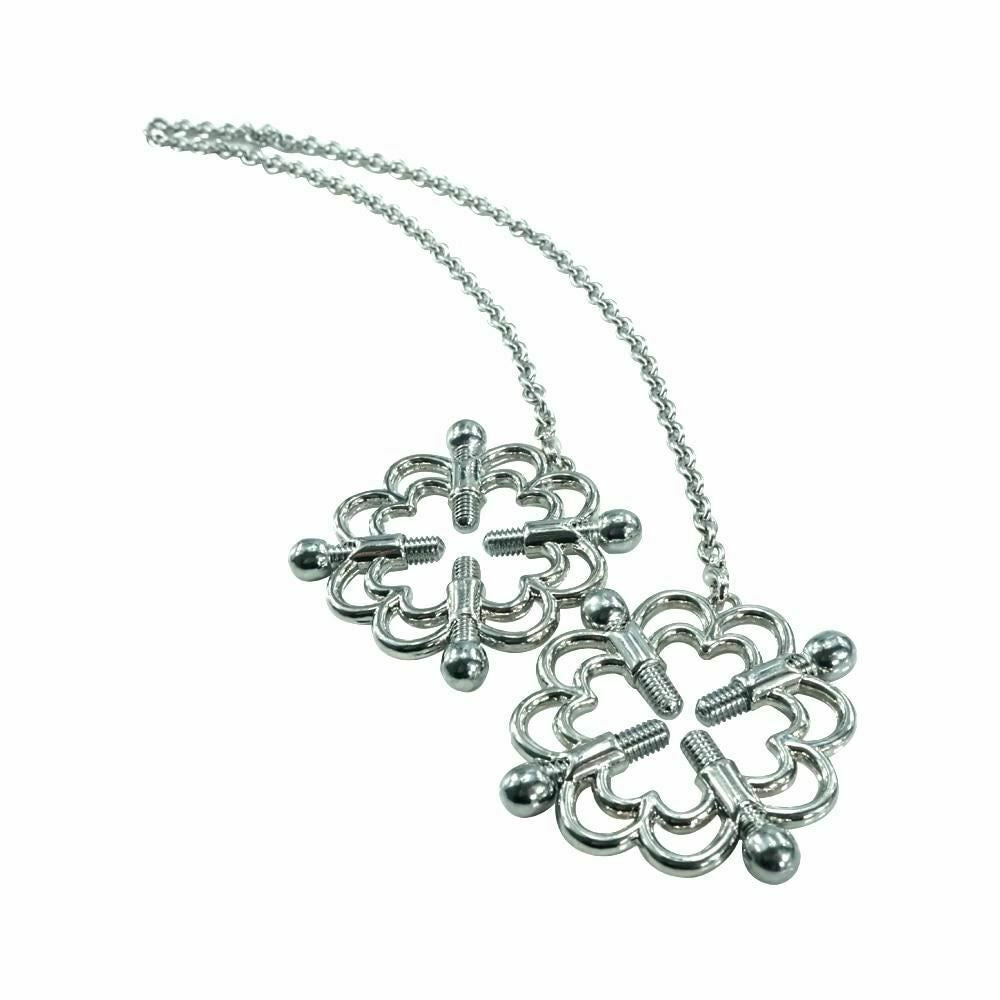 House Of Dasein Stainless Steel Clover Nipple Clamps Torture Play Bdsm Bondage Restraints - Silver