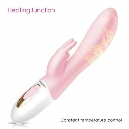 House Of Dasein Pink Silicone Heating Rabbit Vibrator Rechargeable G Spot Clitoris Vibrations Sex Toy - Pale Pink