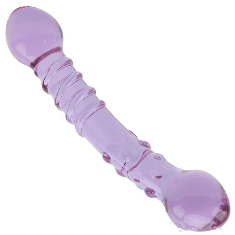 House Of Dasein Double Ended Dildo Purple Glass Spiral Spot Temperature Play Bdsm - Purple