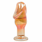 House Of Dasein Golden Glass Dildo Anal Butt Plug Sex Toy Bdsm Temperature Play - Gold