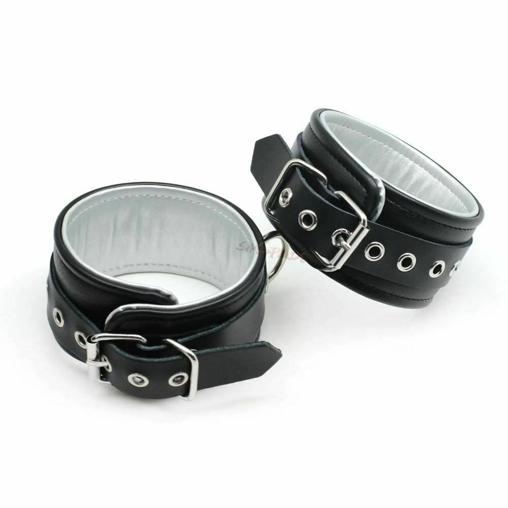 House Of Dasein Black Silver Leather Wrist Bondage Handcuffs Bdsm Restraints - Black Main image