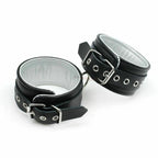 House Of Dasein Black Silver Leather Wrist Bondage Handcuffs Bdsm Restraints - Black