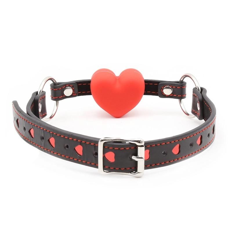 House Of Dasein Red Heart Ball Gag Silicone Mouth Bondage Kink Fetish Restraints - Red