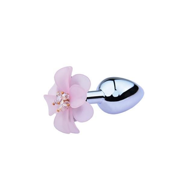 House Of Dasein Pink Blue Flower Pretty Metal Anal Butt Plug For Women Or Men - Pink - Small Main image