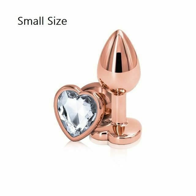 House Of Dasein Rose Gold Metal Butt Plug Jewellery Rhinestone Anal Sex Toys - White - S - Heart