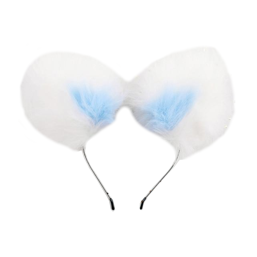 House Of Dasein Sweet Pastel White Faux Fur Fox Cat Puppy Ears Headband Bdsm Cosplay - Blue