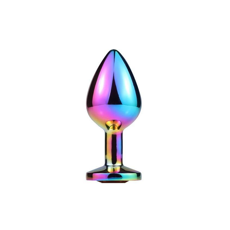 House Of Dasein 3 Sizes Stainless Steel Rainbow Anal Sex Toys Jewel Metal Butt Plug - Rainbow - M