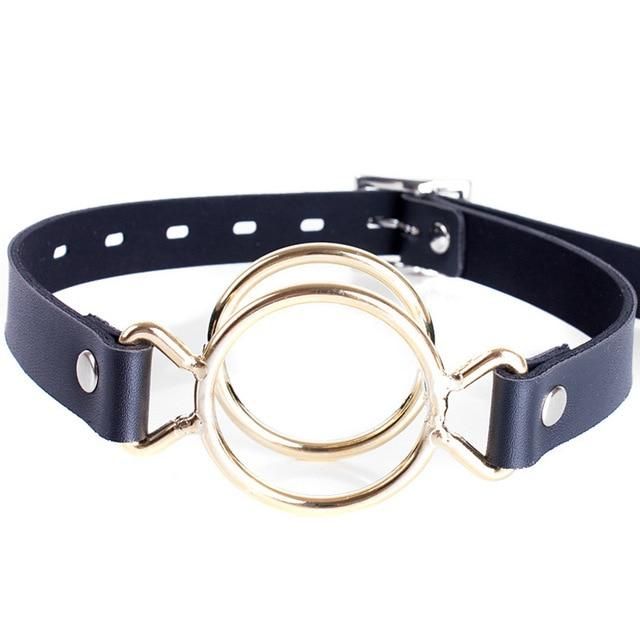 House Of Dasein Metal Double Ring Open Mouth Gag Slave Fetish Bdsm Bondage Restraints - Gold