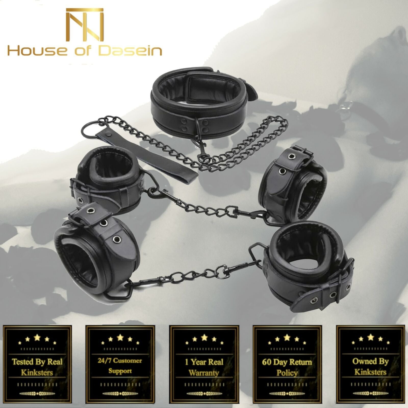 House of Dasein Leather Bondage Restraint Kit Black Secondary image