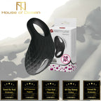 House Of Dasein Powerful Black Cock Vibrator Silicone Waterproof Rechargeable Penis Ring - Black