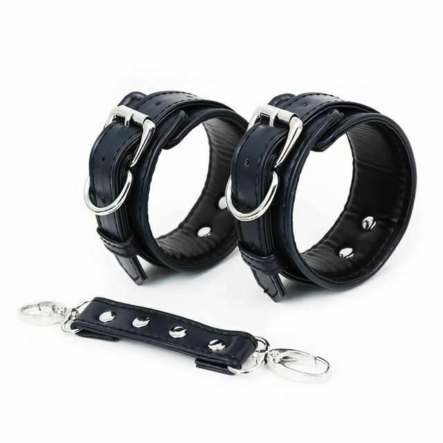 House Of Dasein Five Colours Faux Leather Comfortable Handcuffs Bdsm Bondage Sex Toys - Black/Silver
