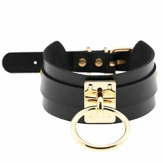 House Of Dasein Bdsm Big Ring Collar Black Red Slave Bondage Fetish Kink Restraints - Black And Gold Main image