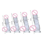 House Of Dasein Realistic Clear Dildo Jelly Cock Balls Dong Suction Cup 4 Size Classic - Clear - M (18X3.7Cm)