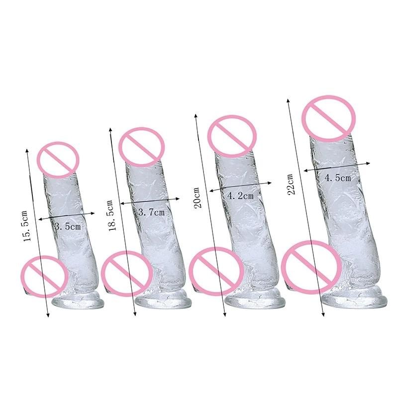 House Of Dasein Realistic Clear Dildo Jelly Cock Balls Dong Suction Cup 4 Size Classic - Clear - M (18X3.7Cm)