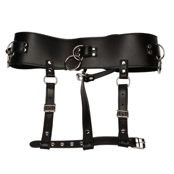 House Of Dasein Forced Orgasm Belt Vibrator Holder Dildo Chastity Bondage - Black - L Waist 120Cm