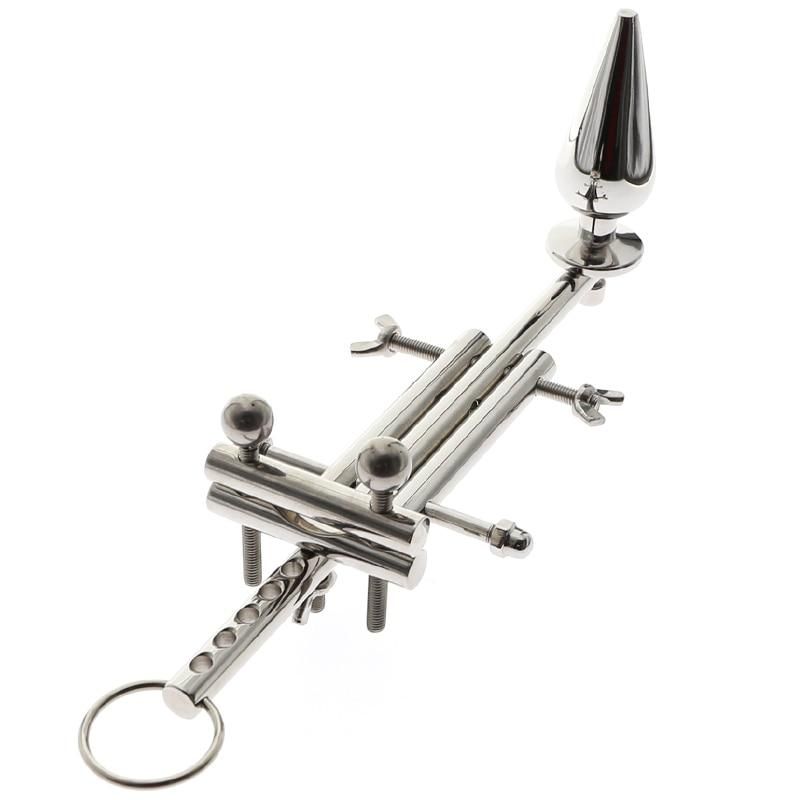 House Of Dasein Ultimate Male Lockdown Multi Functional Stainless Steel Chastity Metal Anal Plug Bdsm - Silver