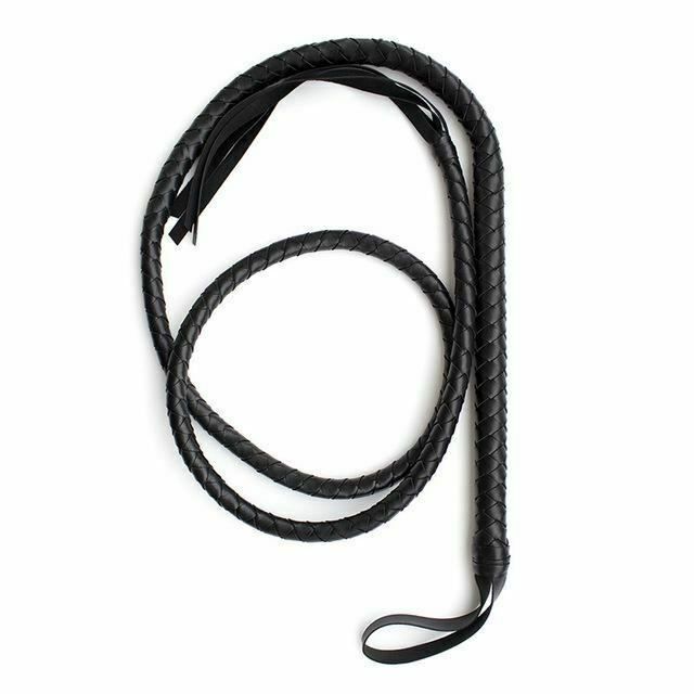 House Of Dasein Black Red Snake Whip 210Cm Impact Play Spanking Bondage Kink Fetish - Black