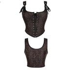 House Of Dasein Steampunk Retro Bustier Strap Vest Tank Top Coffee Corset 4Xl - S