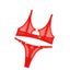 Minimally Designed Underwire Bra Set With Sexy Perspective Mesh And Erotic Lingerie Two Piece - Red - S